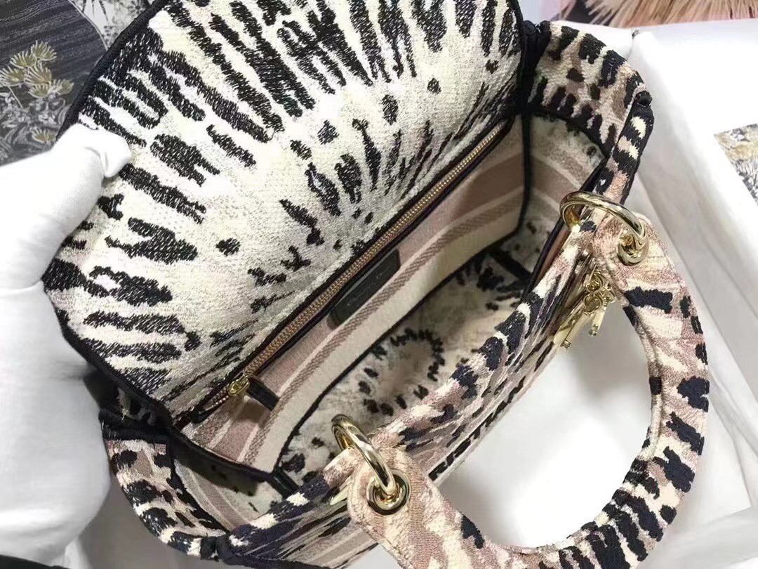 D*or medium lady d-lite bag in multicolor tie embroidery