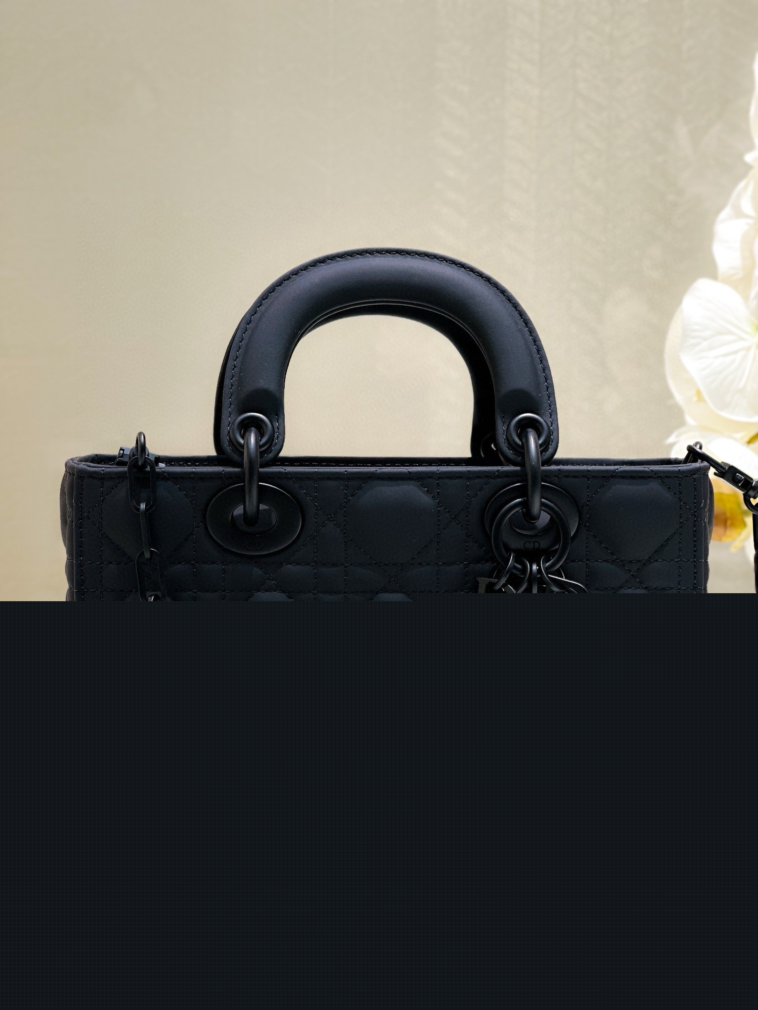 D*or lady d-joy small bag in black ultramatte calfskin