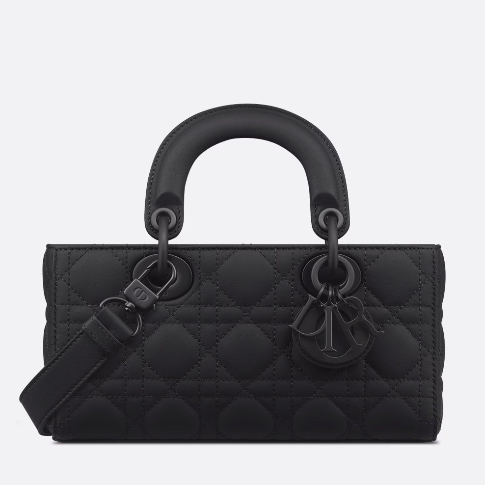 D*or lady d-joy small bag in black ultramatte calfskin