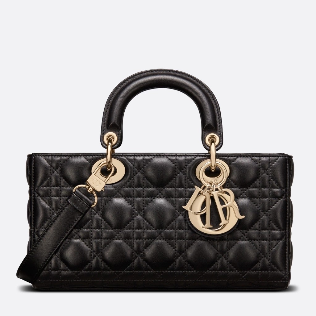 D*or lady d-joy bag in black cannage lambskin