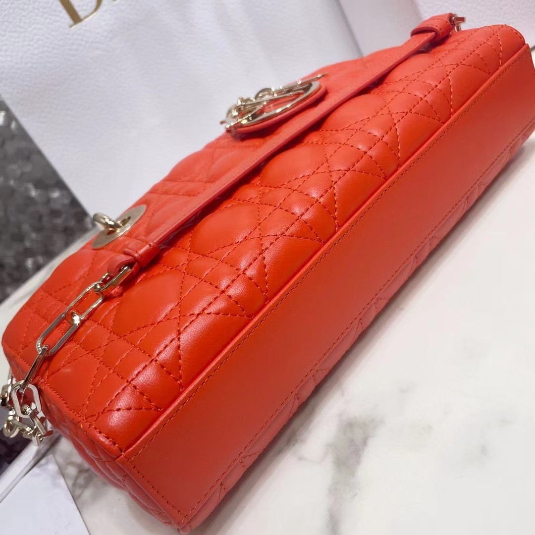 D*or lady d-joy bag in orange cannage lambskin