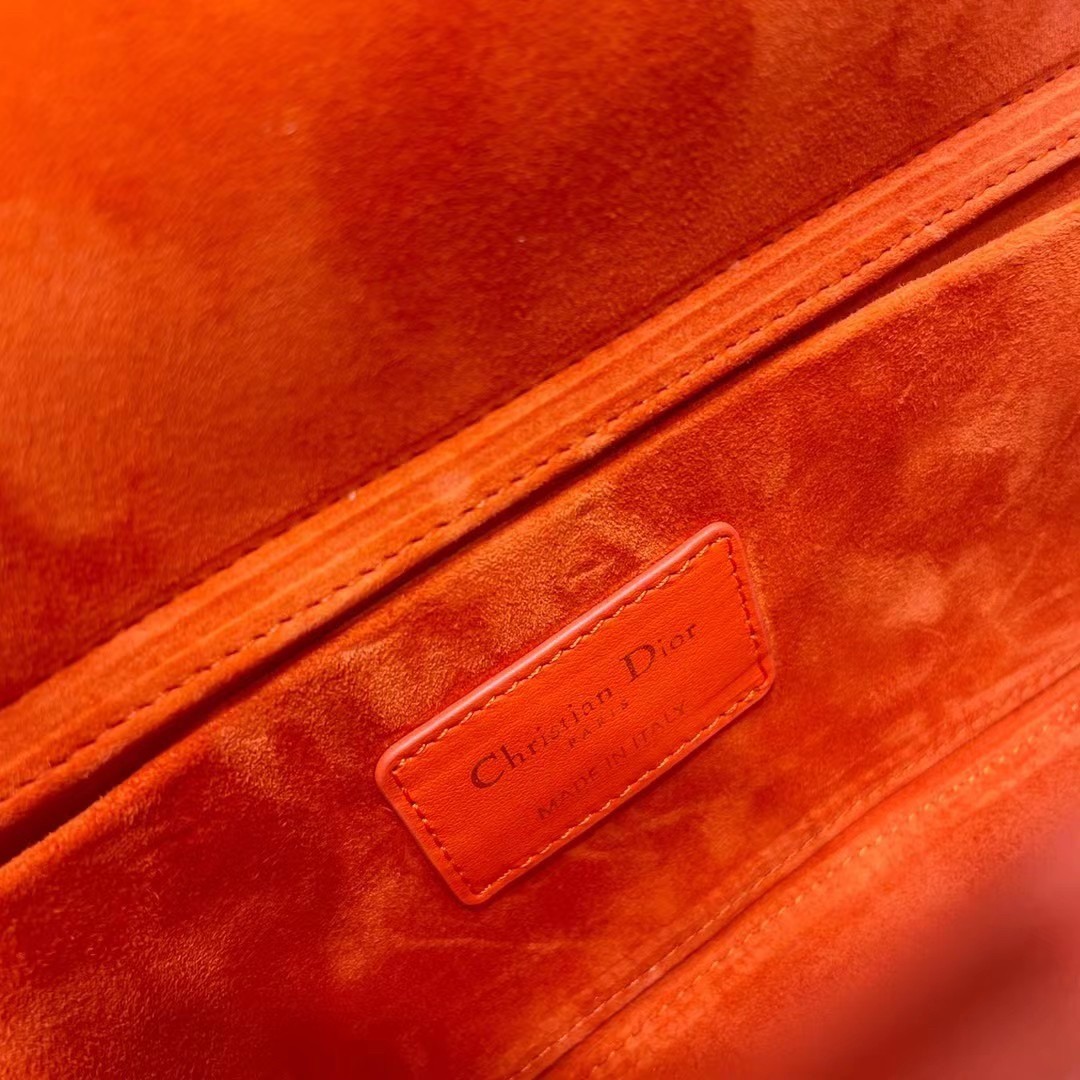 D*or lady d-joy bag in orange cannage lambskin