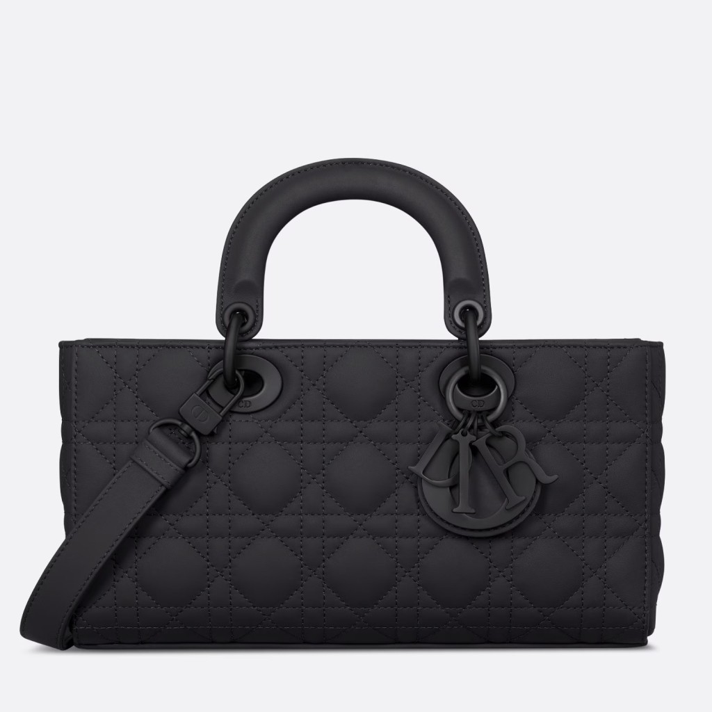 D*or lady d-joy medium bag in black ultramatte calfskin
