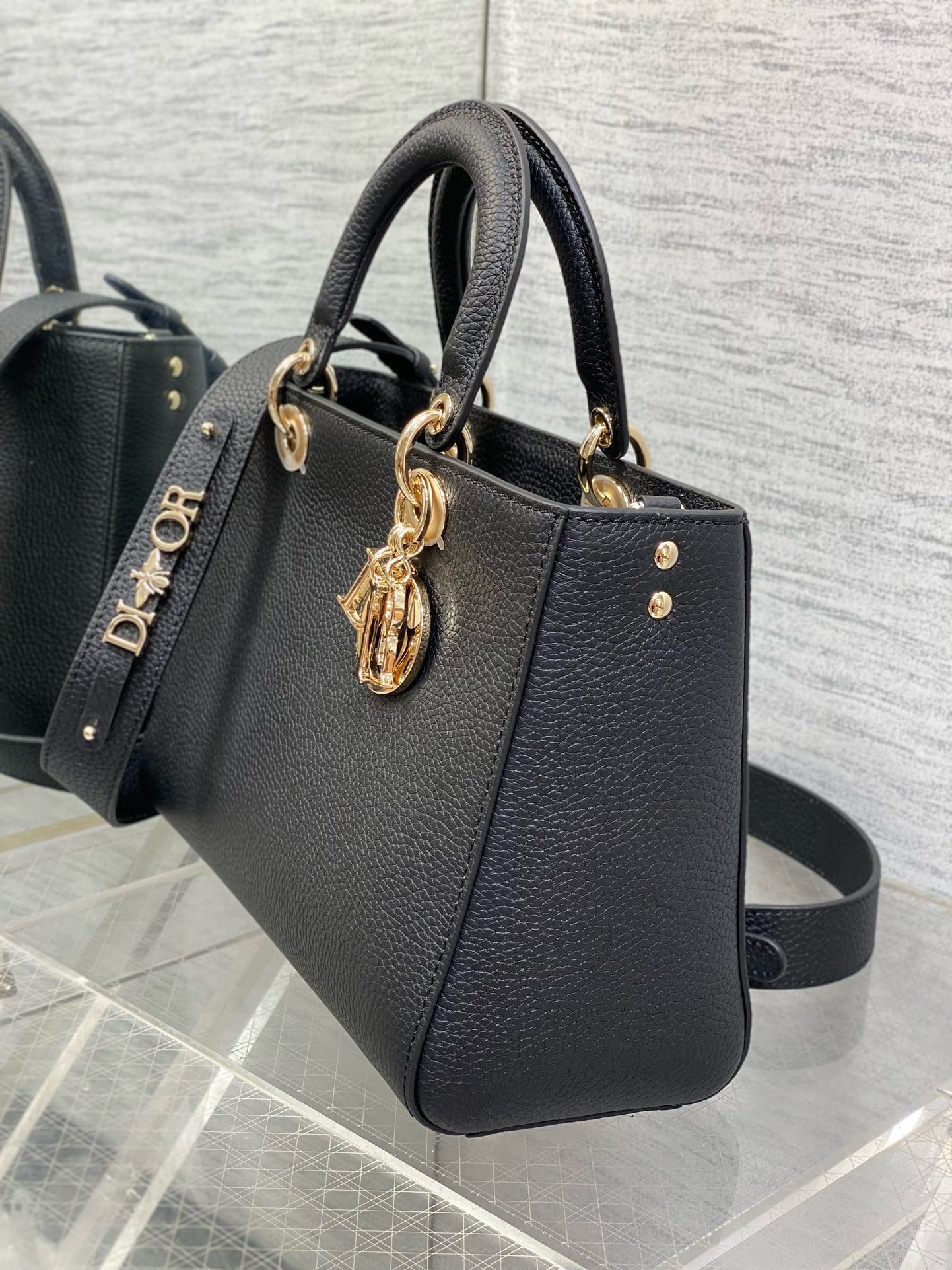 D*or medium lady d-sire my abcD*or bag in black bull leather