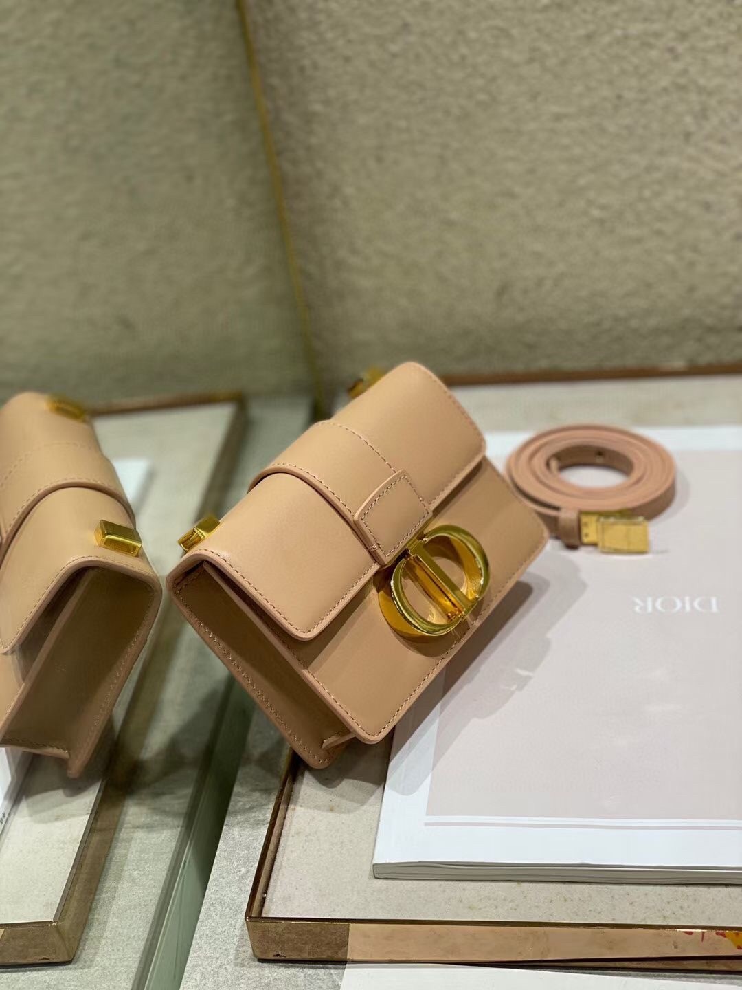 D*or micro 30 montaigne bag in poudre calfskin
