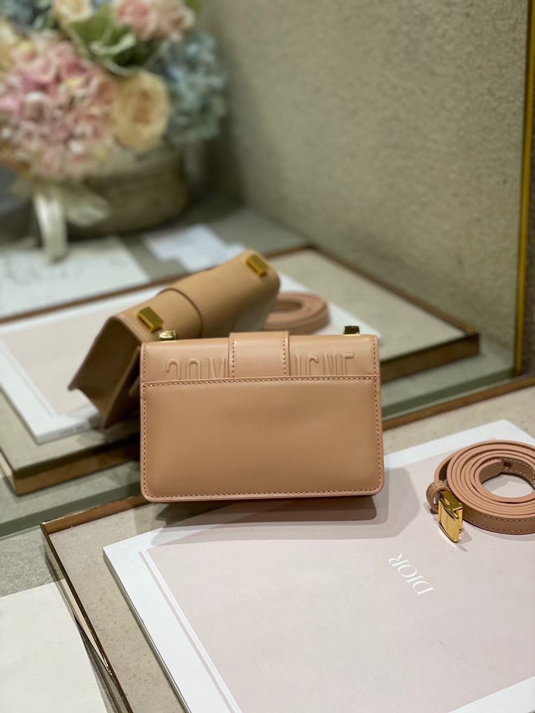 D*or micro 30 montaigne bag in poudre calfskin