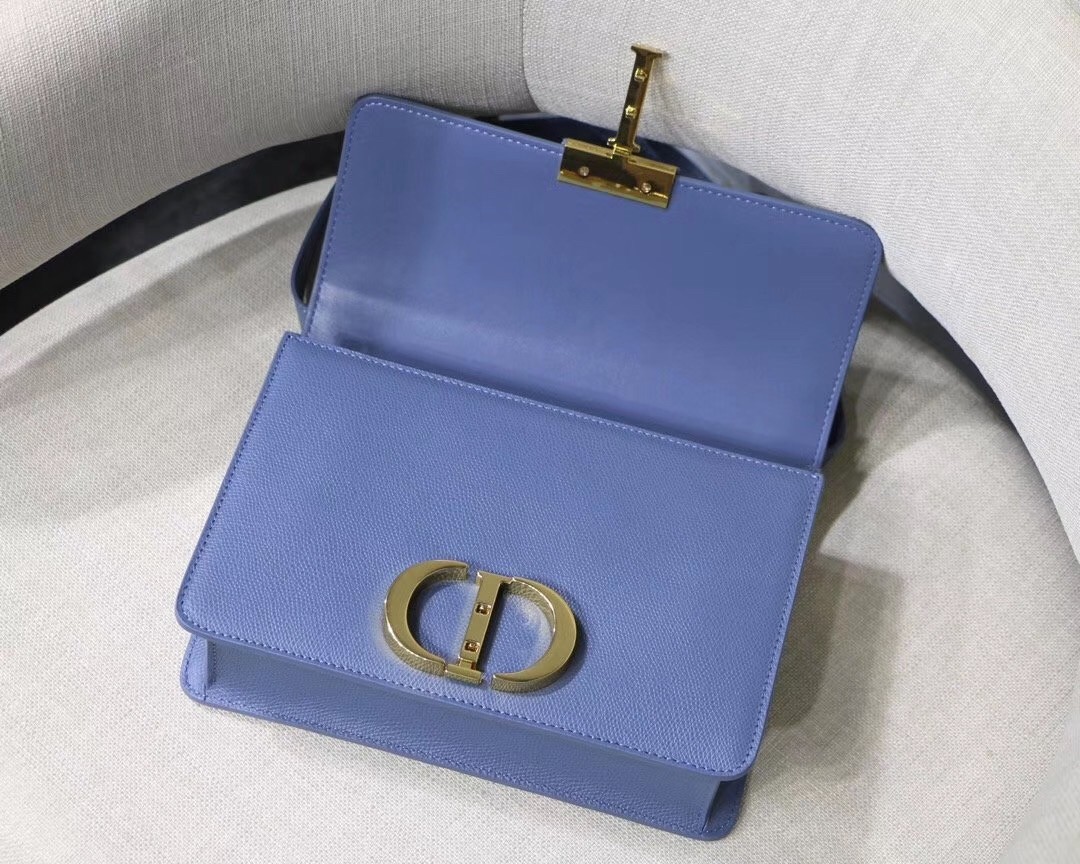 d*or 30 montaigne bag in De*1m blue grained calfskin