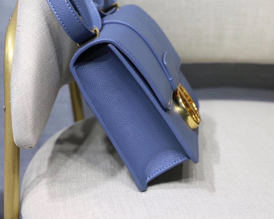d*or 30 montaigne bag in De*1m blue grained calfskin