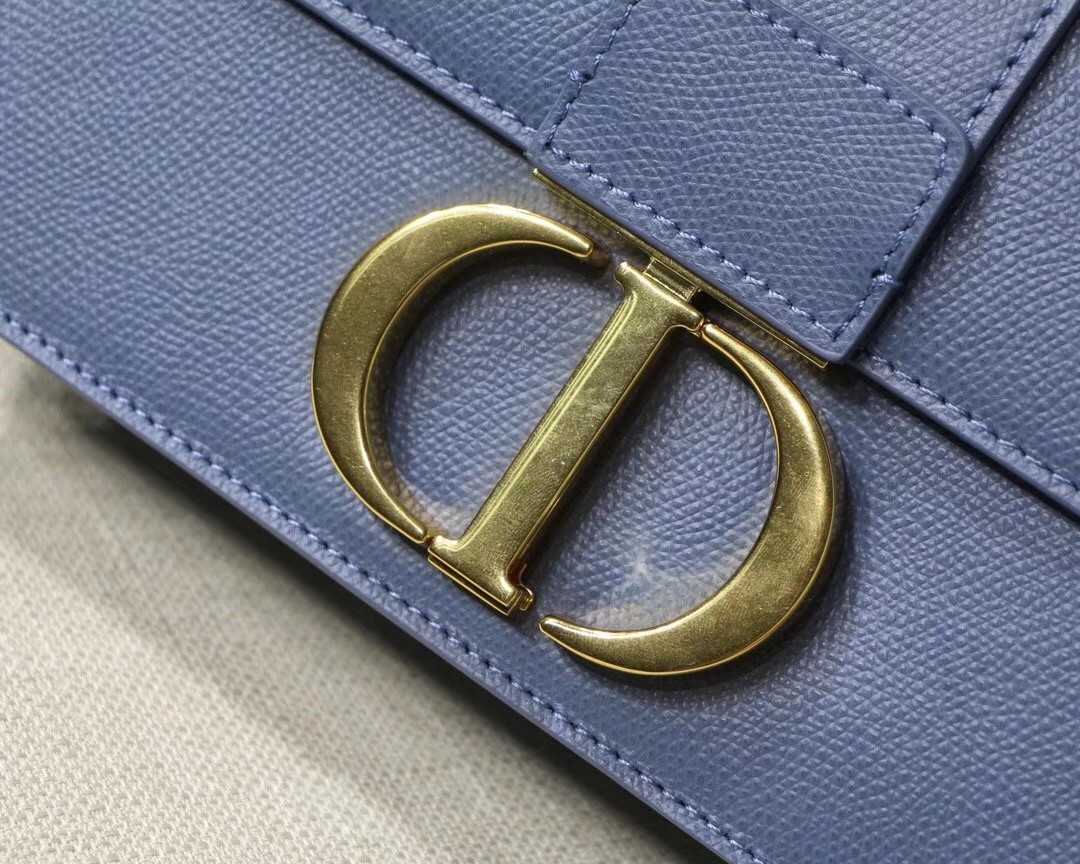 d*or 30 montaigne bag in De*1m blue grained calfskin