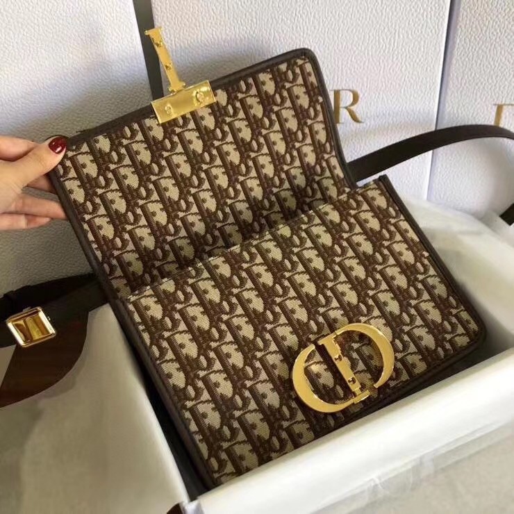 D*or 30 montaigne bag in brown oblique jacquard canvas