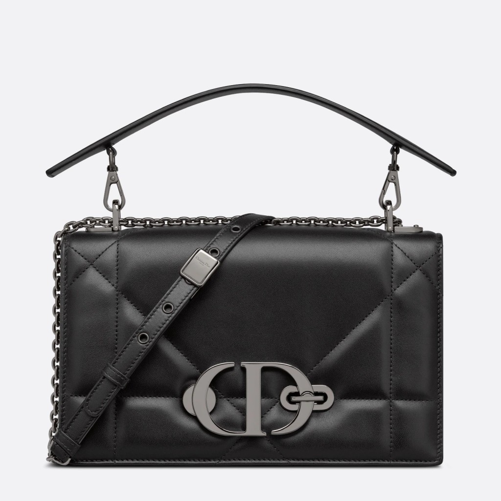 D*or 30 montaigne chain bag with handle in black lambskin