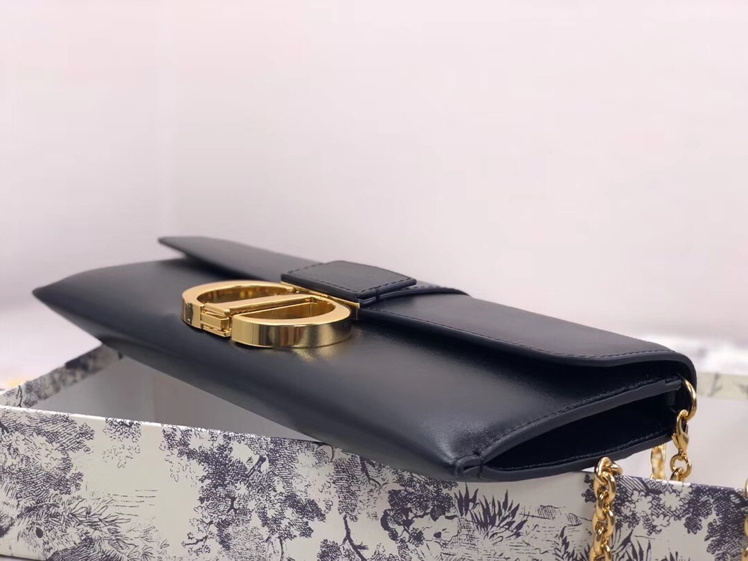 D*or 30 montaigne clutch bag in black lambskin