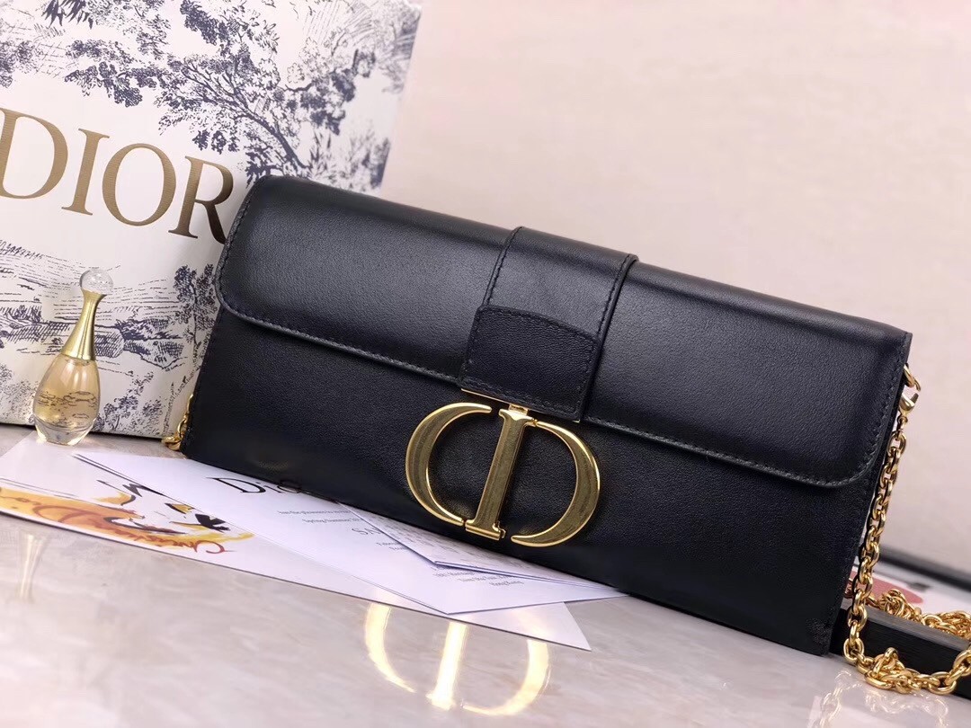 D*or 30 montaigne clutch bag in black lambskin