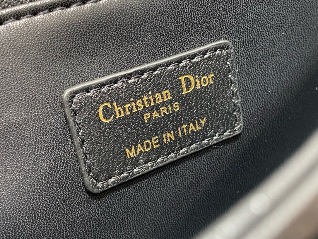 D*or miss D*or top handle bag in black cannage lambskin