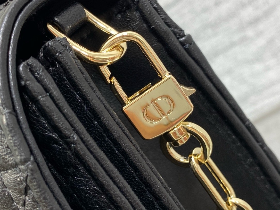 D*or miss D*or top handle bag in black cannage lambskin