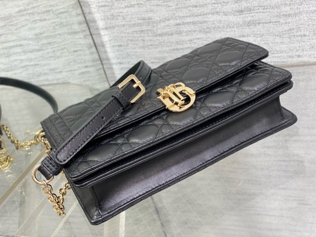 D*or miss D*or top handle bag in black cannage lambskin