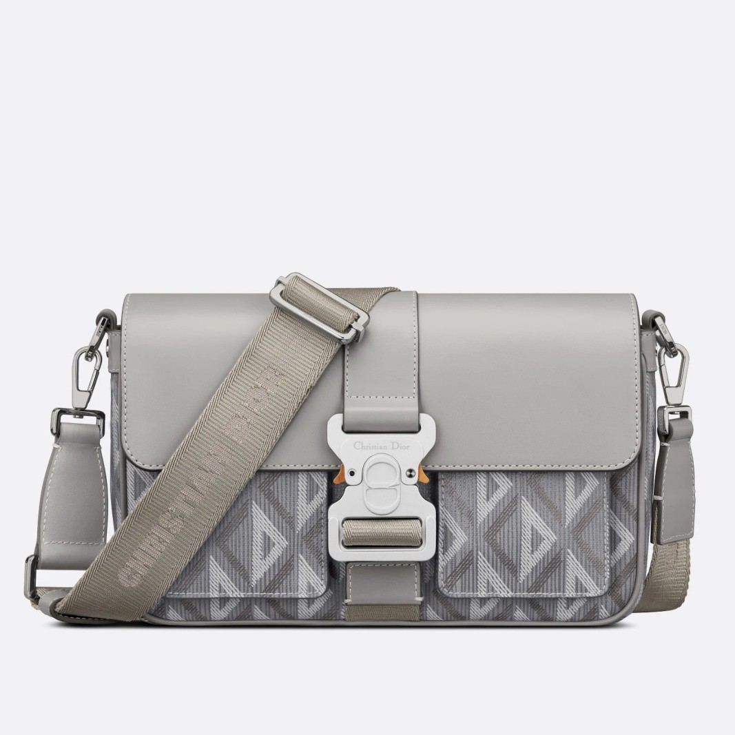 d*or hit the road messenger bag in gray cd Di*m*nd canvas