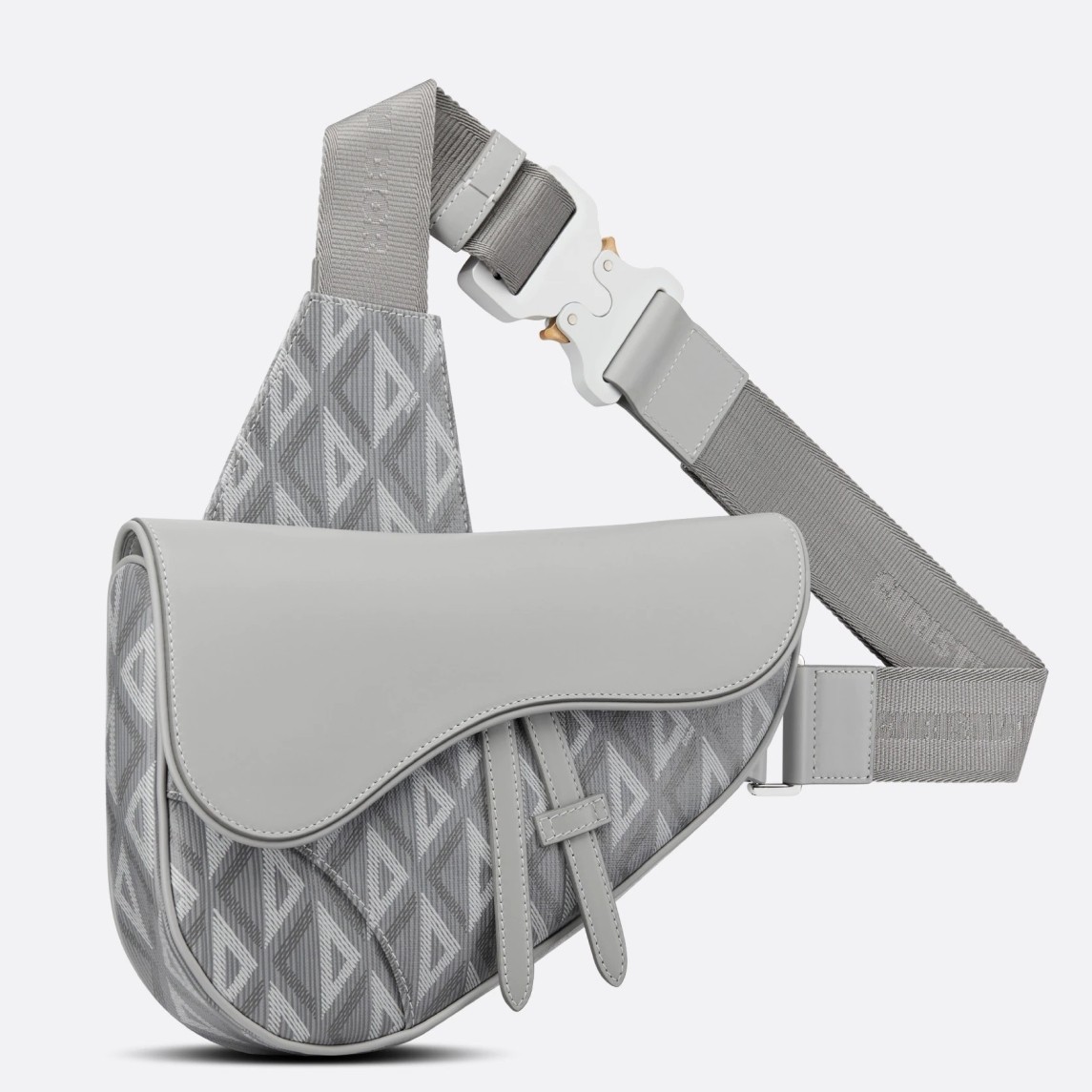 d*or men''s saddle bag in gray cd Di*m*nd canvas