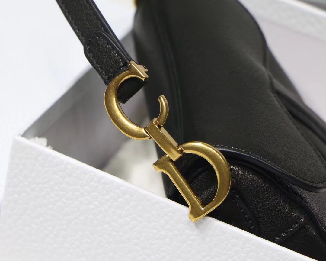 D*or micro saddle bag in black goatskin