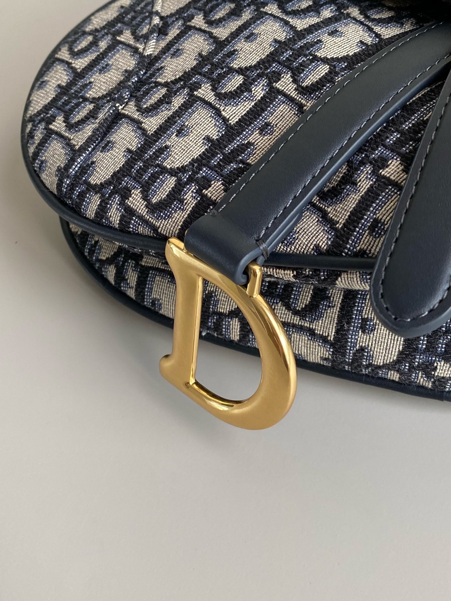 D*or saddle mini bag with strap in blue oblique jacquard
