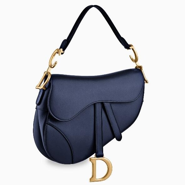 D*or saddle bag in navy blue calfskin