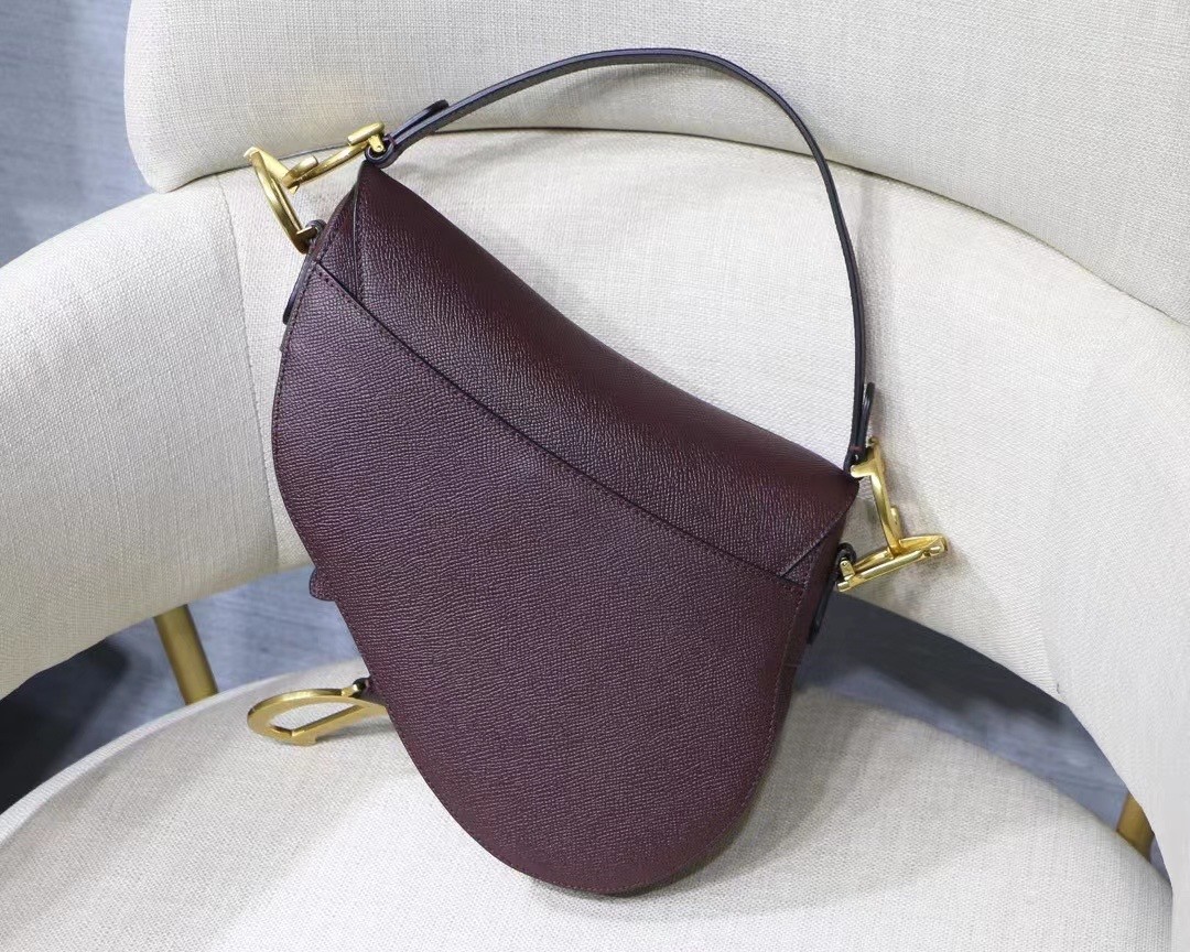 D*or saddle bag in bordeaux grained calfskin