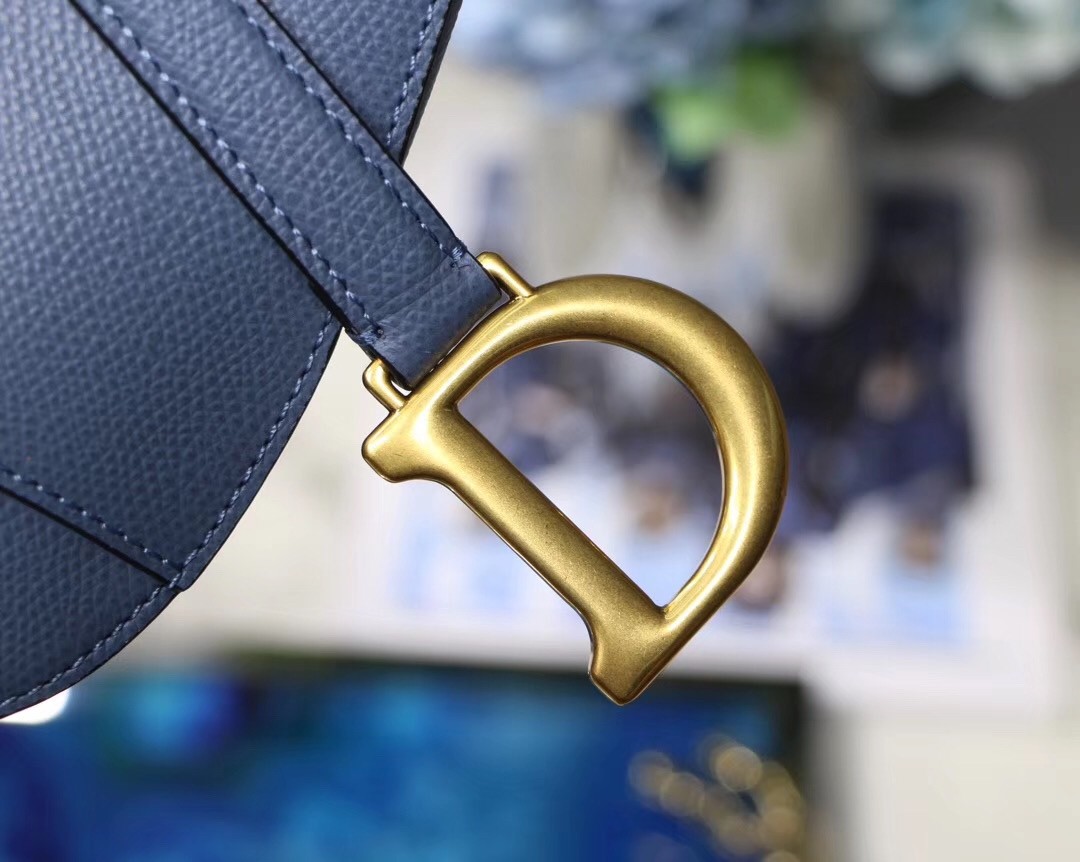 d*or saddle bag in De*1m blue grained calfskin