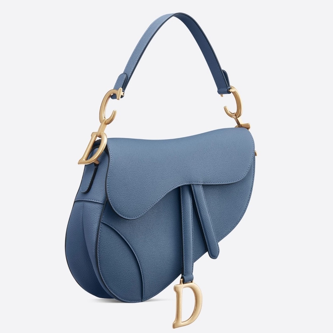 d*or saddle bag in De*1m blue grained calfskin