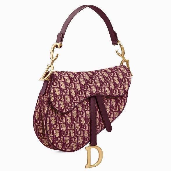 D*or saddle bag in bordeaux oblique jacquard canvas