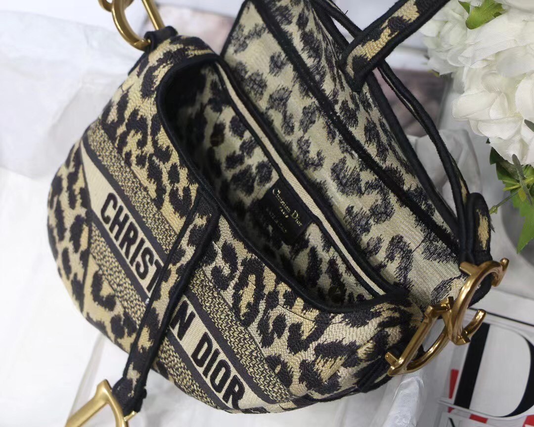 D*or saddle bag in beige multicolor mizza embroidery