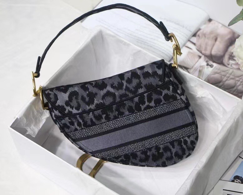 D*or saddle bag in grey mizza embroidery