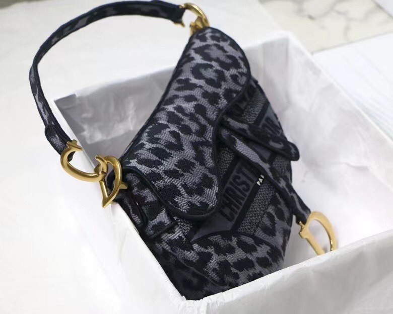 D*or saddle bag in grey mizza embroidery