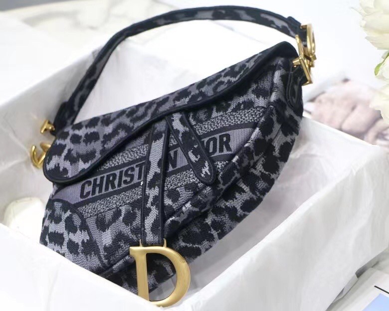D*or saddle bag in grey mizza embroidery