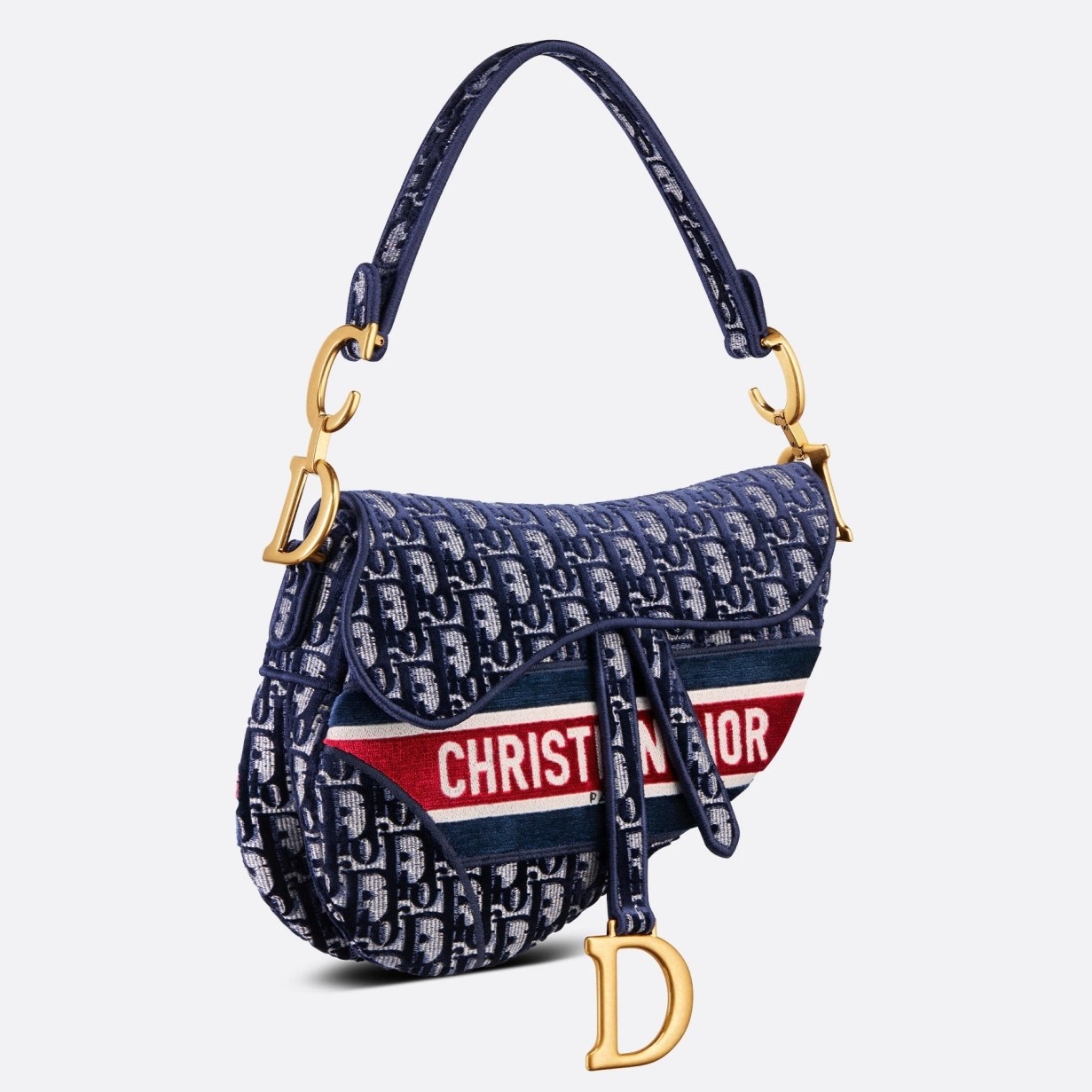 D*or saddle bag in D*or oblique embroidered velvet