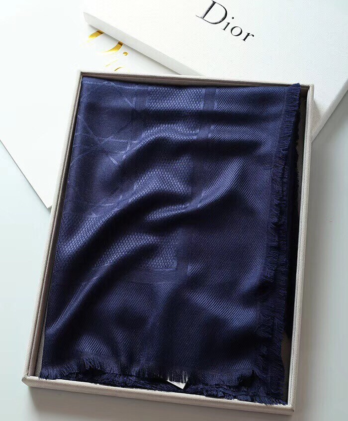 ch**an D*or navy blue cannage shawl 140 cm