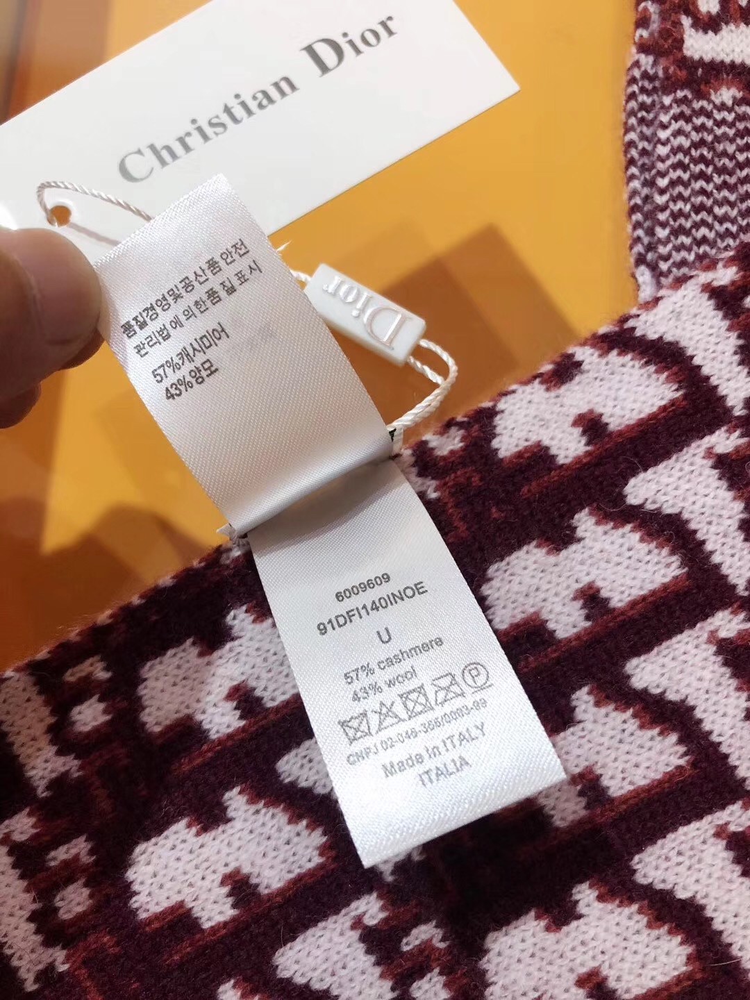 D*or cd oblique stole in bordeaux wool and cashmere