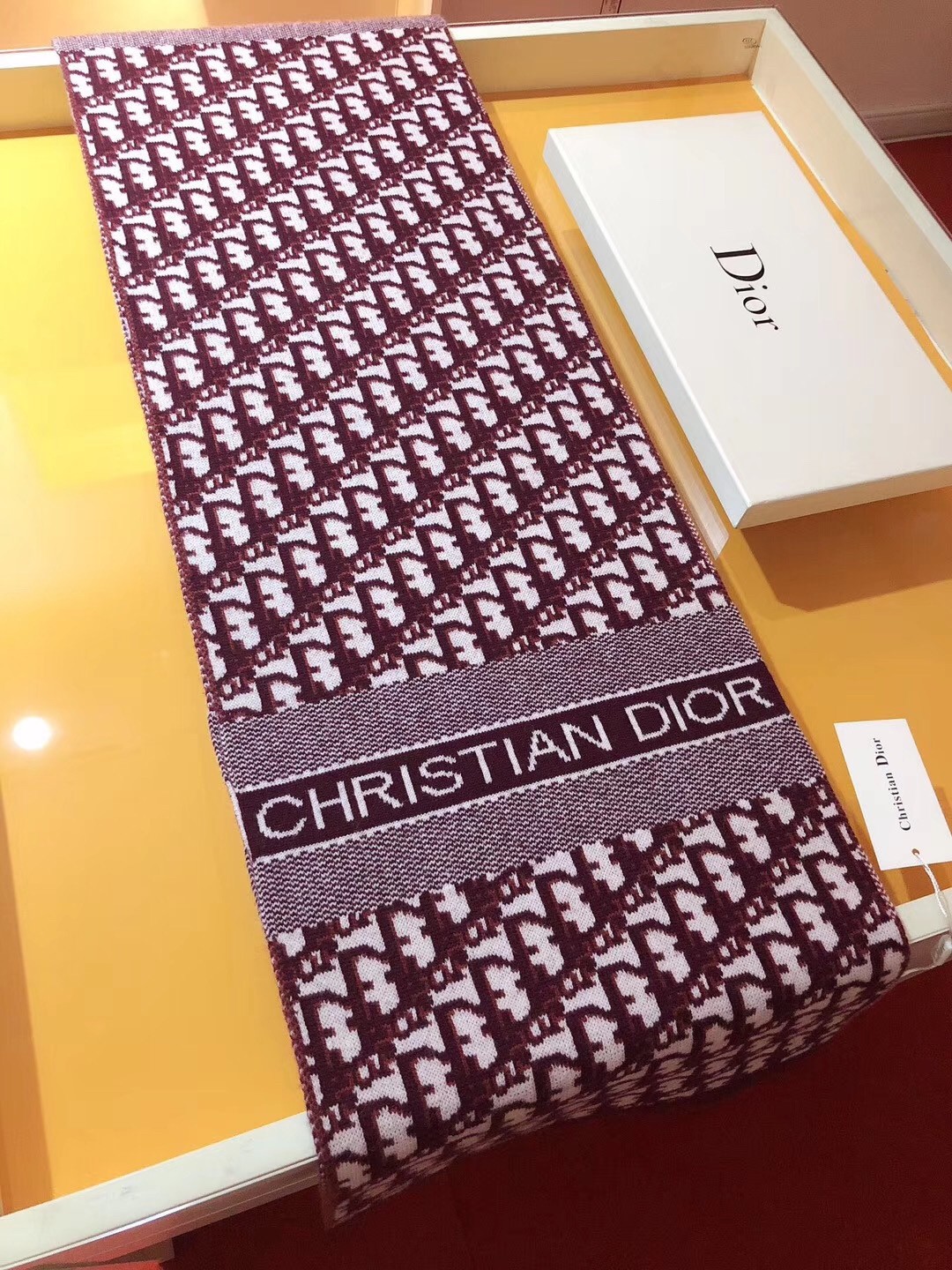 D*or cd oblique stole in bordeaux wool and cashmere