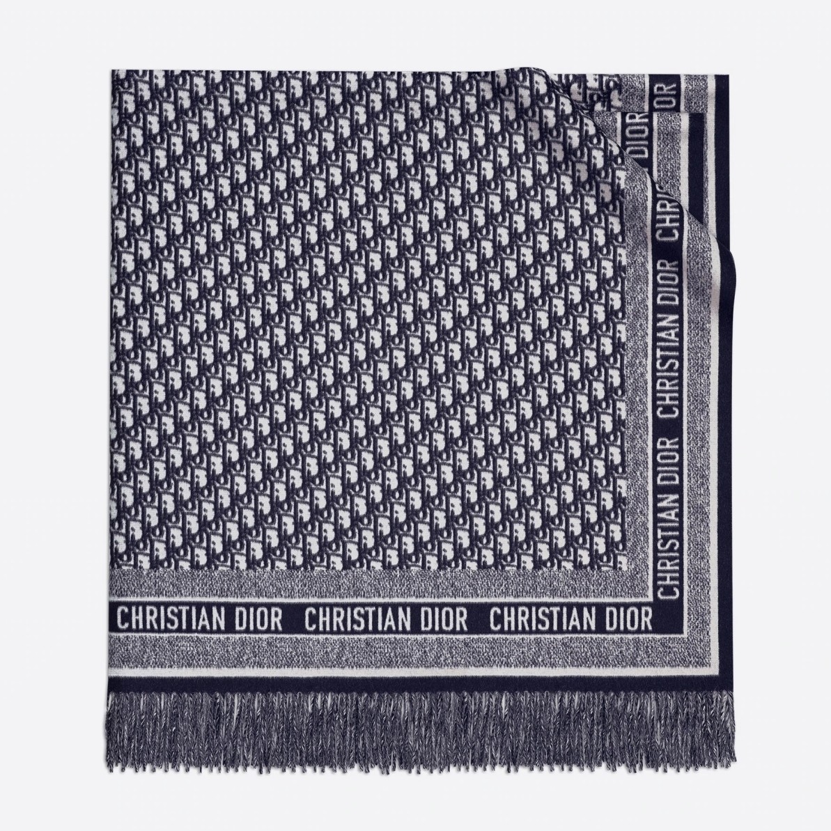 D*or oblique blanket in navy blue wool and angora