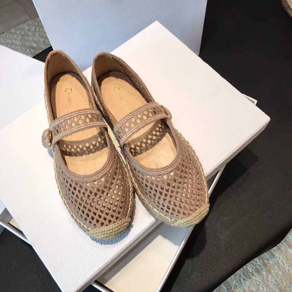 D*or caro espadrille ballerina flat in nude mesh embroidery