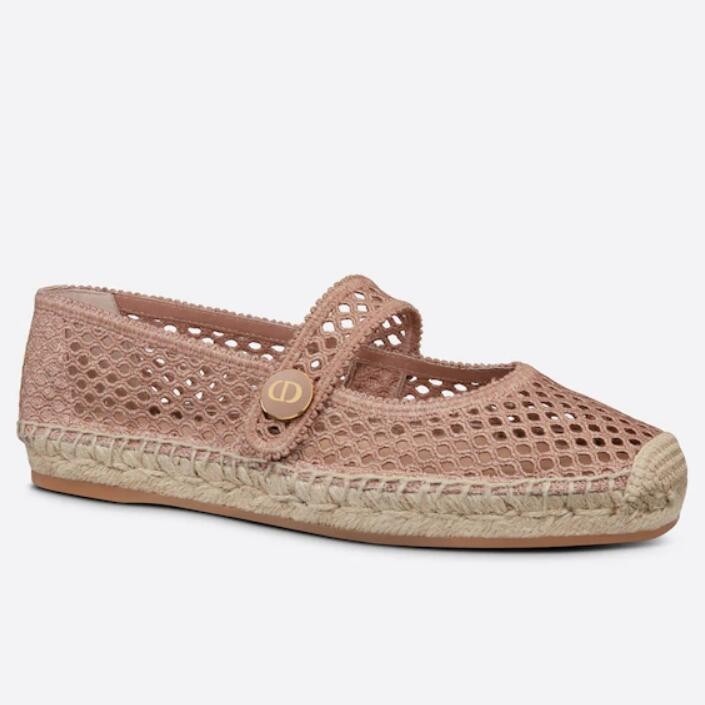 D*or caro espadrille ballerina flat in nude mesh embroidery