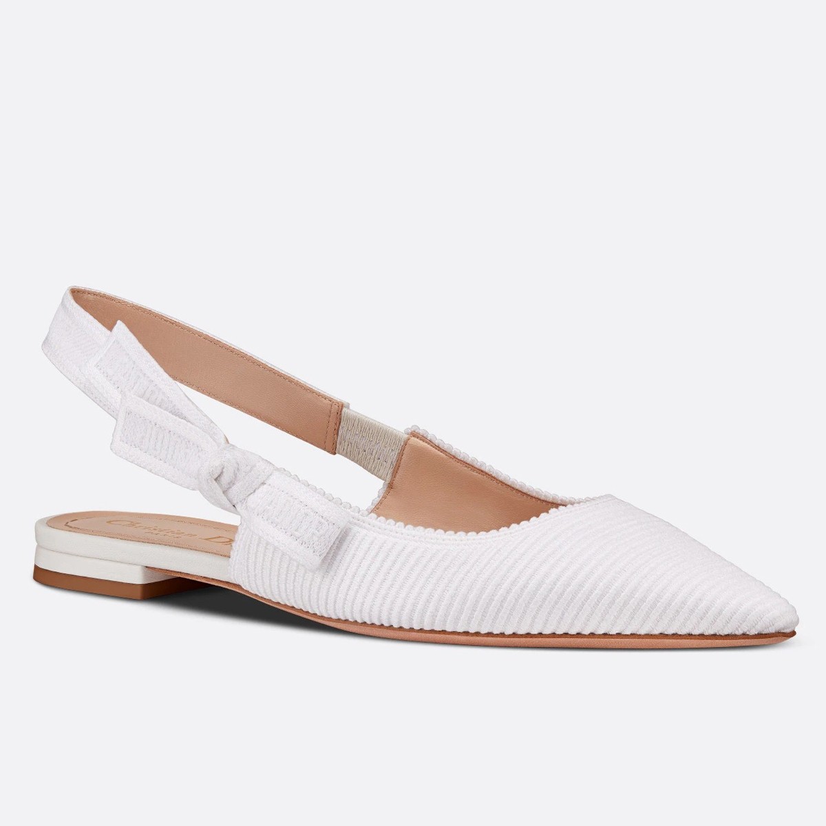 D*or j''aD*or slingback ballerina flats in white cotton embroidery