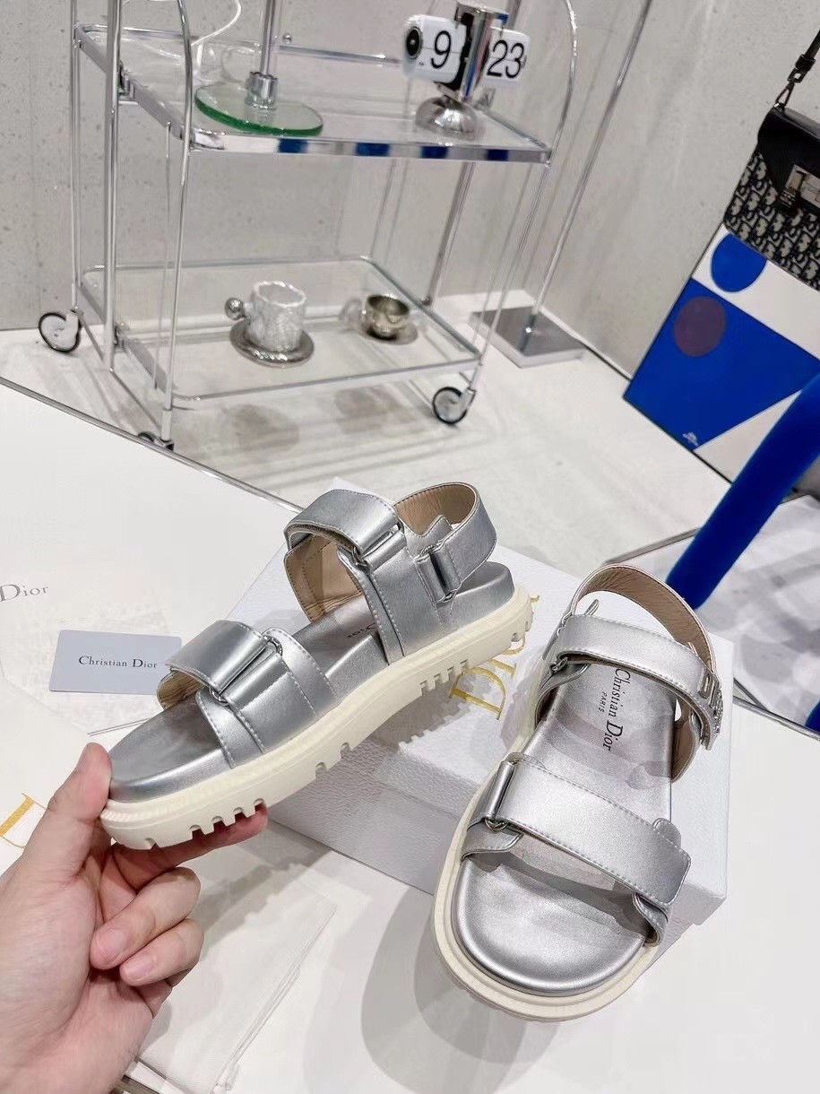 D*or D*oract sandals in silver laminated calfskin