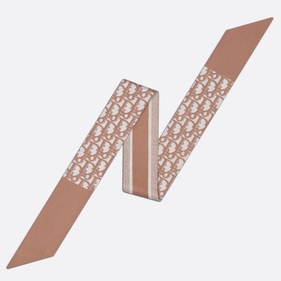 D*or oblique mitzah scarf in pink silk twill
