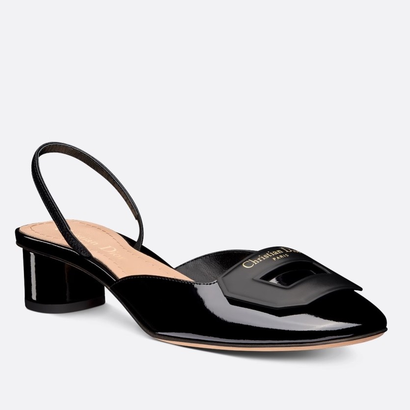 D*or day slingback pumps 35mm in black patent calfskin