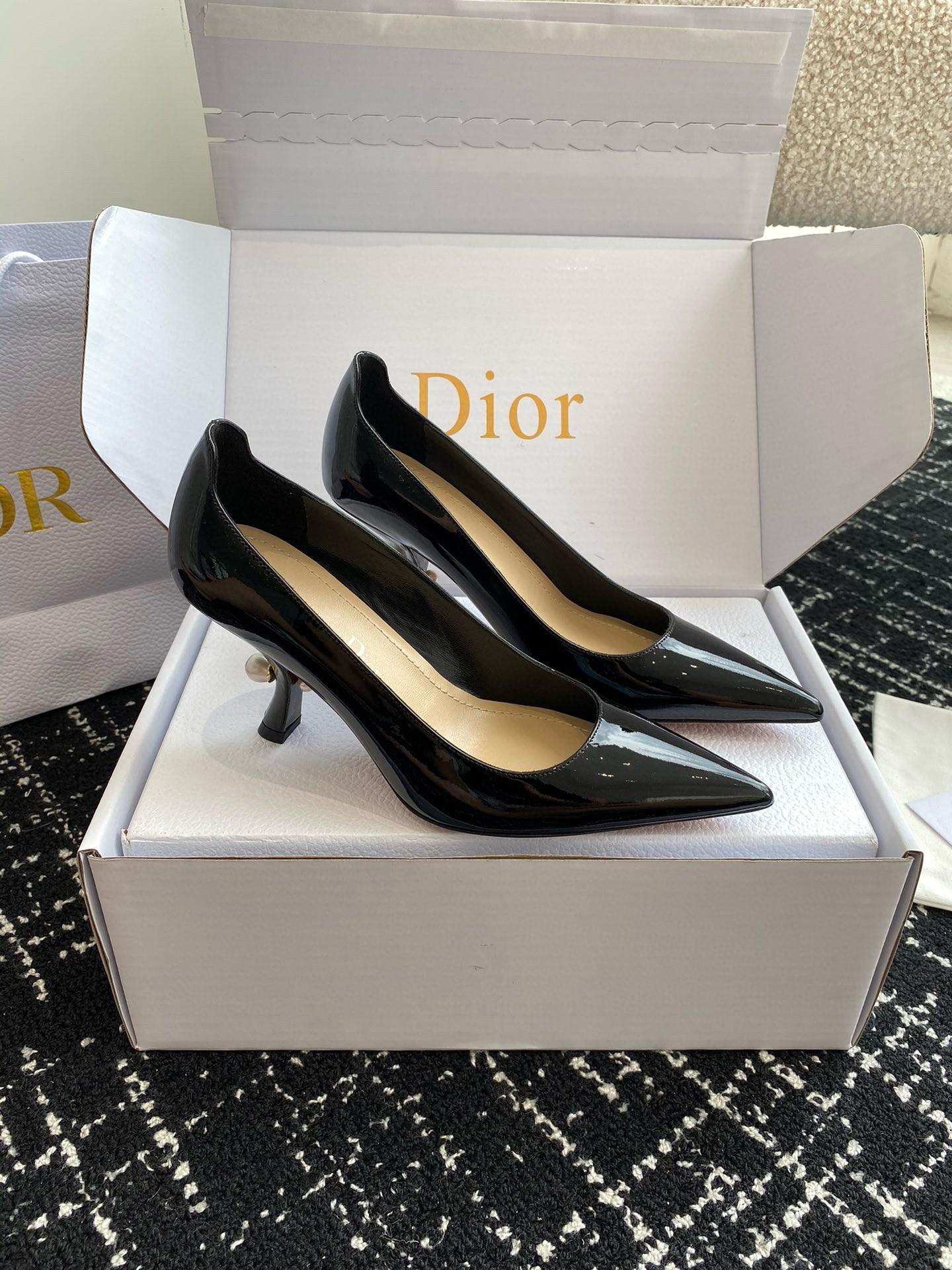 D*or tribales pumps 80mm in black patent calfskin