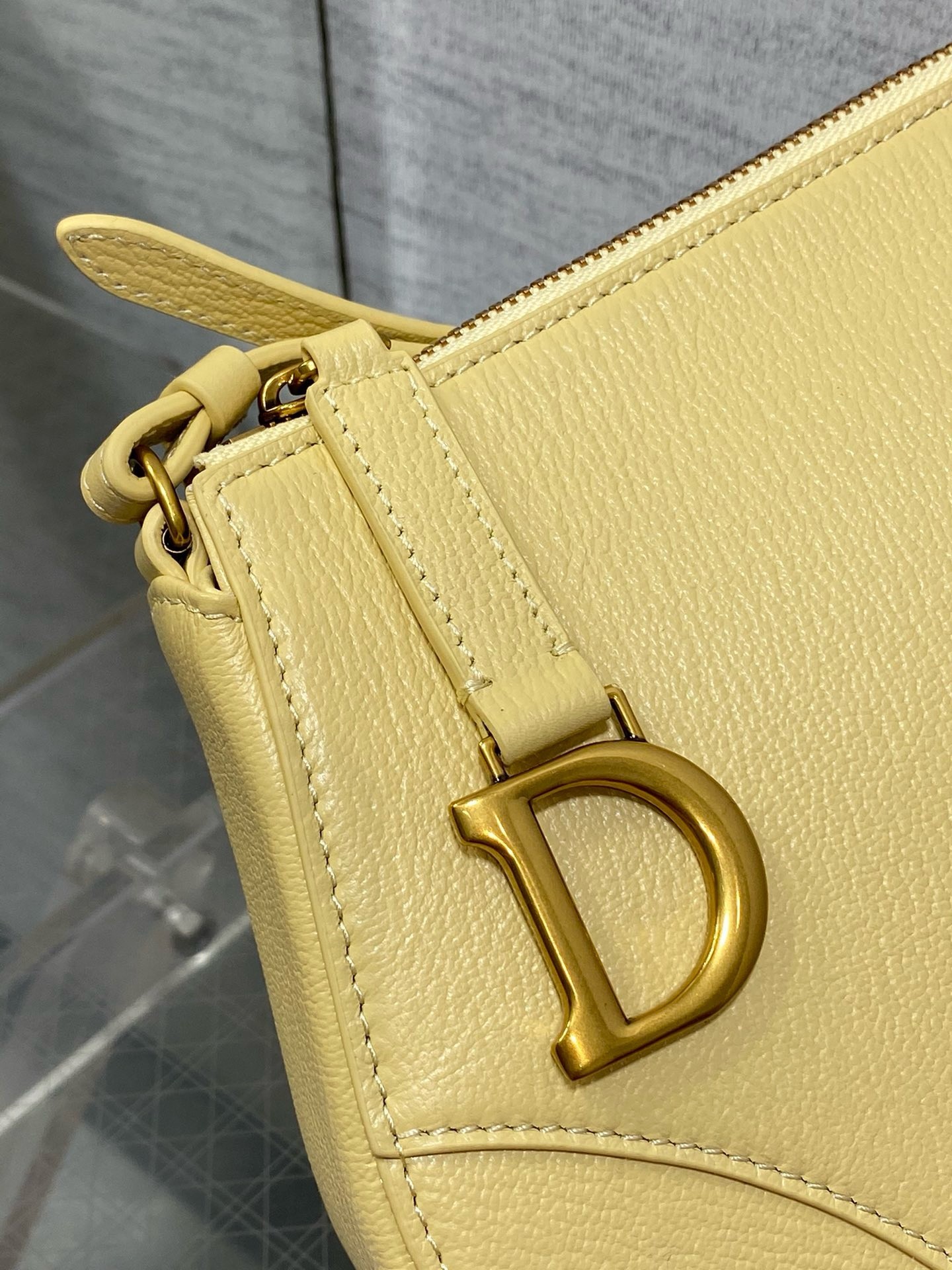 D*or saddle rodeo pouch in yellow goatskin