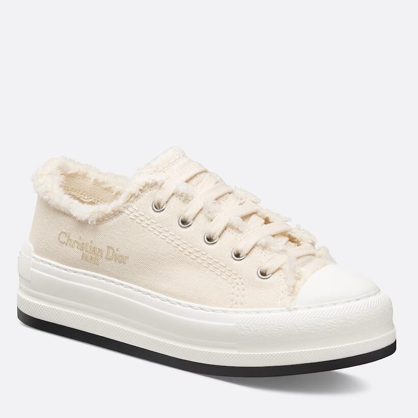D*or walk''n''D*or platform sneakers in ecru fringed cotton canvas