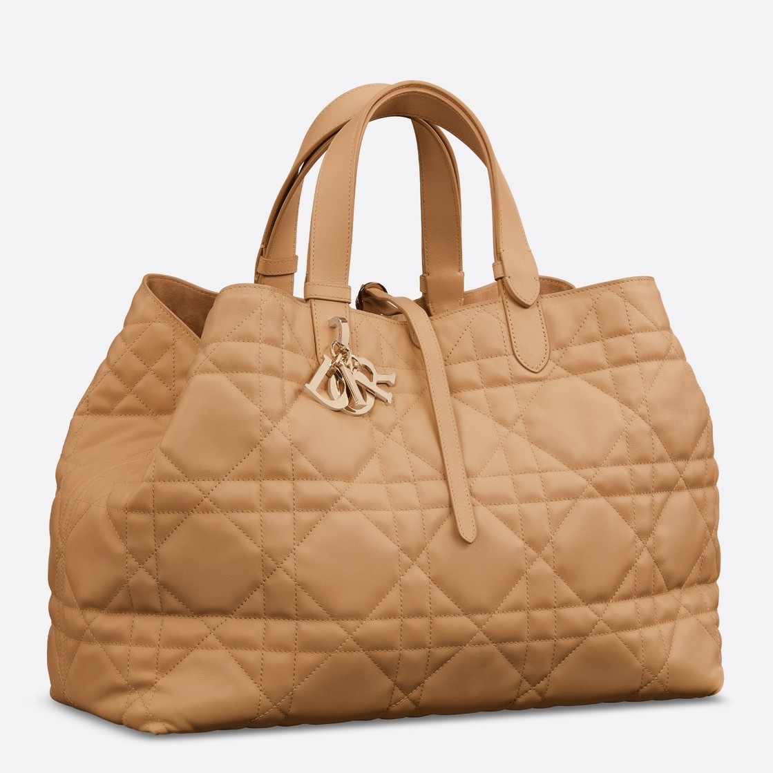D*or toujours large bag in brown macrocannage calfskin