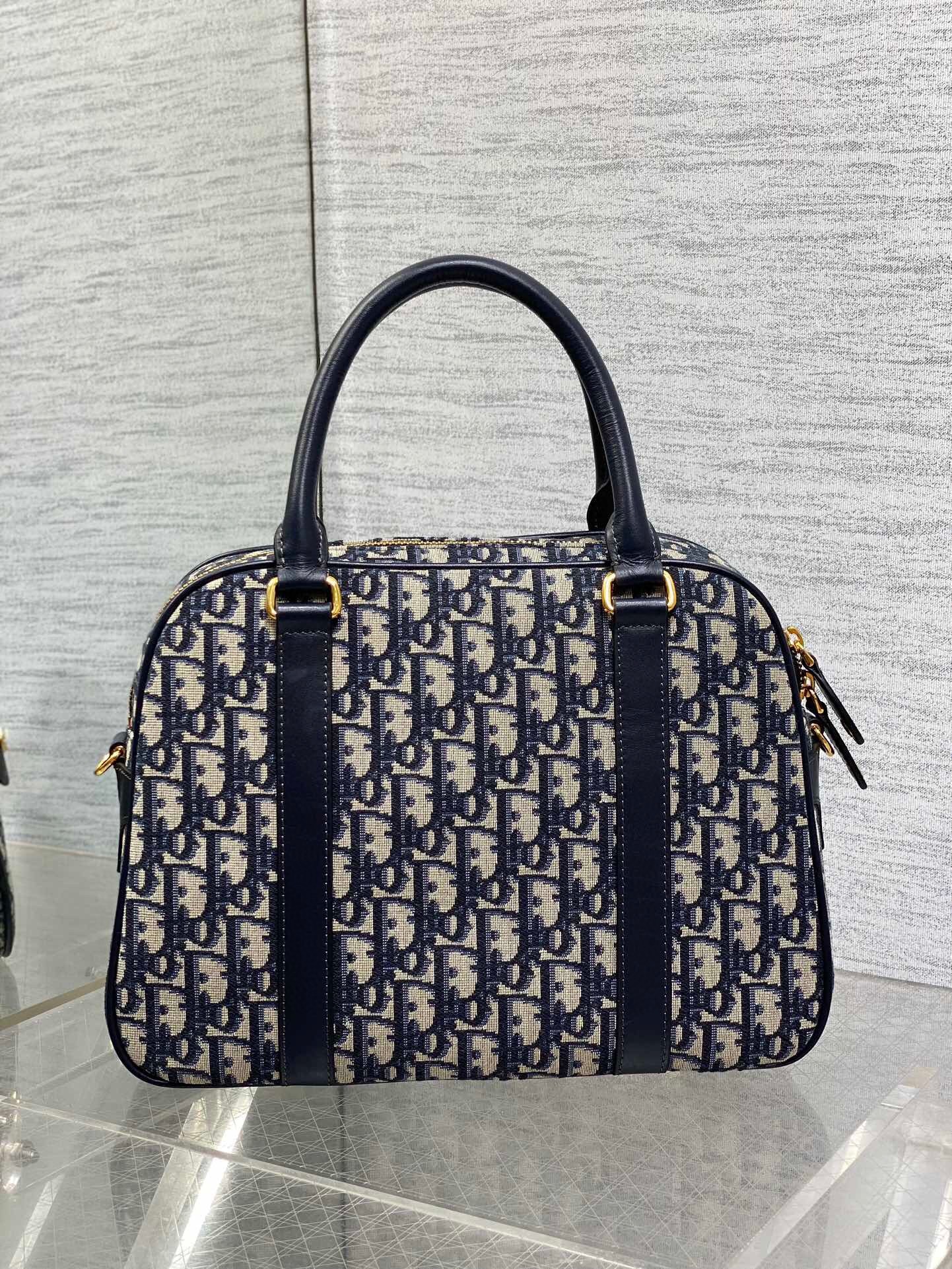 D*or d-vibe bowling large bag in blue oblique jacquard