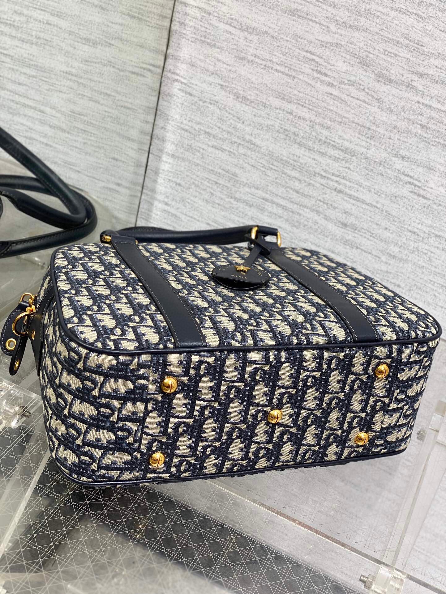 D*or d-vibe bowling large bag in blue oblique jacquard